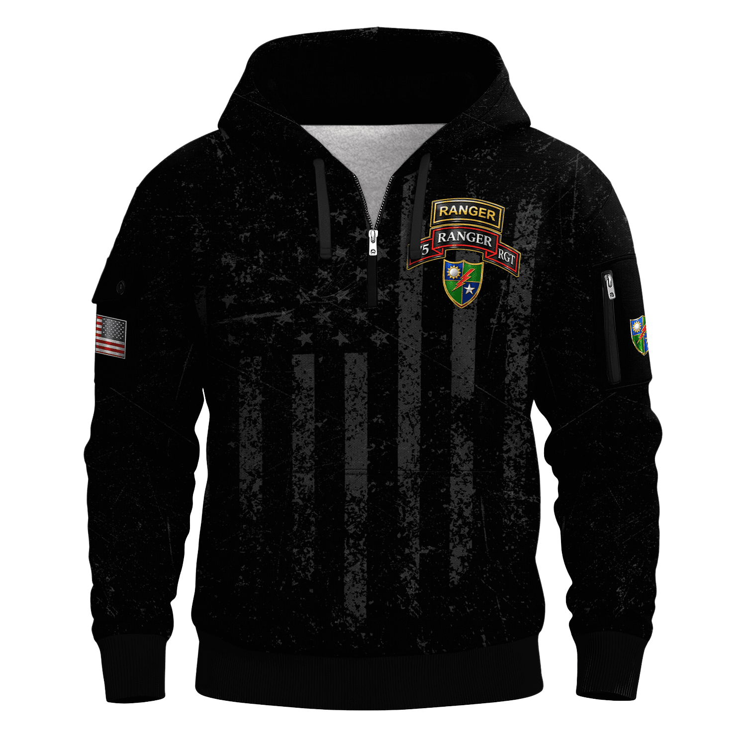 US Army 75th Ranger Regiment Quarter Zip Hoodie - BoldShirt™