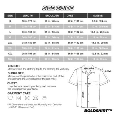 SIZE LENGTH SHOULDER CHEST SLEEVE S30 in / 76 cm19 in / 48 cm42 in / 107 cm9.5 in / 24 cm M32 in / 81 cm20 in / 51 cm45 in / 114 cm10 in / 25.5 cm L33 in / 84 cm21 in / 53 cm48 in / 122 cm10.5 in / 26.5 cm XL34 in / 86 cm22 in / 56 cm51 in / 130 cm11 in / 28 cm 2XL34 in / 86 cm23 in / 58 cm56 in / 142 cm11.5 in / 29 cm 3XL35 in / 89 cm24 in / 61 cm60 in / 152 cm12 in / 30.5 cm 4XL36 in / 91 cm25 in / 64 cm66 in / 168 cm12.5 in / 32 cm 5XL37 in / 94 cm26 in / 66 cm72 in / 183 cm13 in / 33 cm