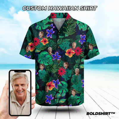 Personalized Hawaiian Shirt With Faces – Floral Night
