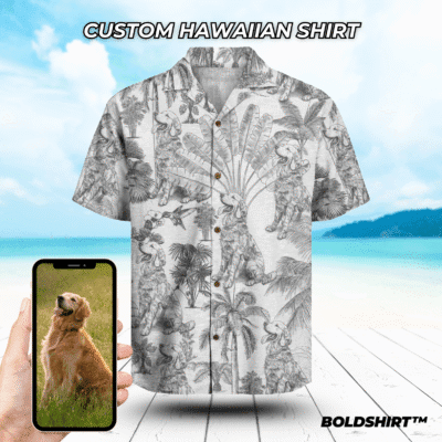 Personalized Hawaiian Shirt – Black Toile De Jouy