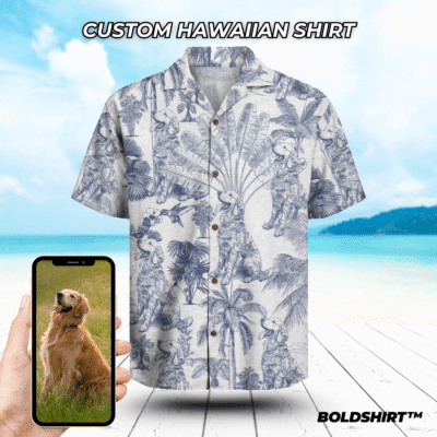 Personalized Hawaiian Shirt – Blue Toile De Jouy