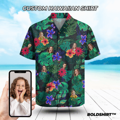 Personalized Hawaiian Shirt With Faces – Floral Night