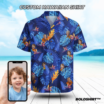 Personalized Hawaiian Shirt With Faces – Blue Jungle