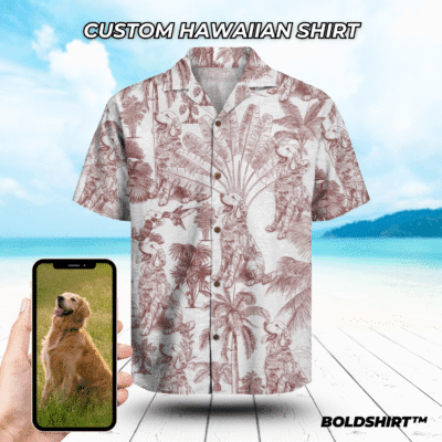 Personalized Hawaiian Shirt – Red Toile De Jouy