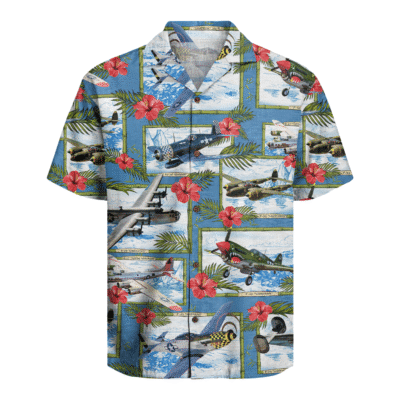 WWII Aircraft Aloha Print Hawaiian Shirt