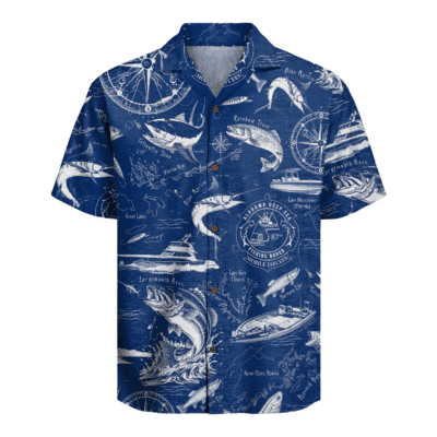 Blue Tropical Fishing Hawaiian Shirt