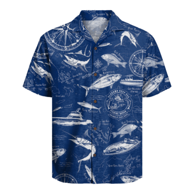 Blue Tropical Fishing Hawaiian Shirt