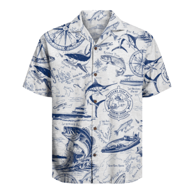 White Tropical Fishing Hawaiian Shirt