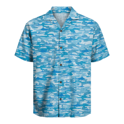 Deep Blue Camo Fishing Hawaiian Shirt