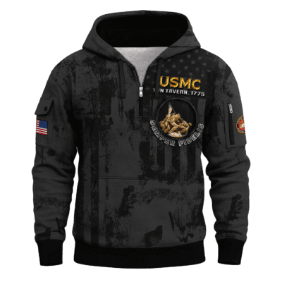US MARINE 250th Years Of Service All-over Quater Zip Hoodie