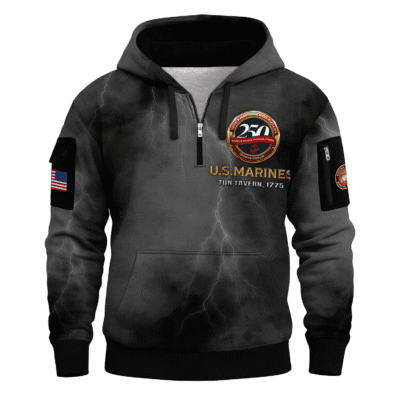 US MARINE 250th Years Of Service All-over Quater Zip Hoodie