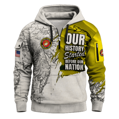 US MARINE 250th Years Of Service All-over Quater Zip Hoodie