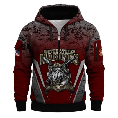 US MARINE 250th Years Of Service All-over Quater Zip Hoodie