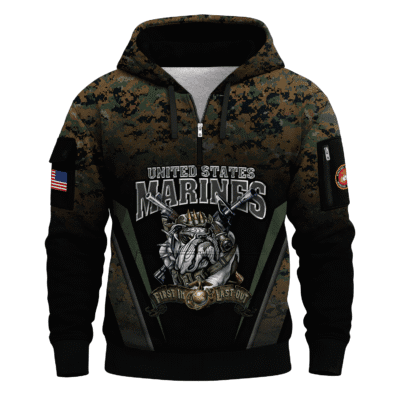 US MARINE 250th Years Of Service All-over Quater Zip Hoodie