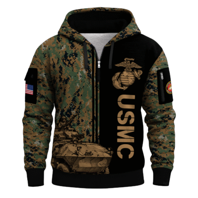 US MARINE 250th Years Of Service All-over Quater Zip Hoodie