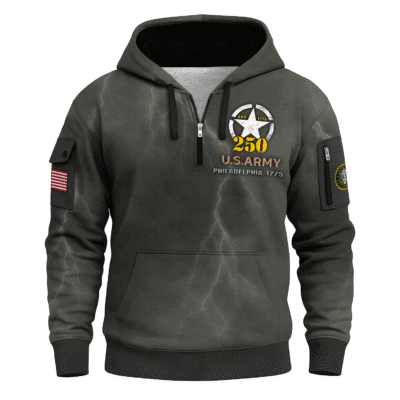 US ARMY 250th Years Of Service All-over Quater Zip Hoodie