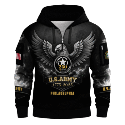 US ARMY 250th Years Of Service All-over Quater Zip Hoodie