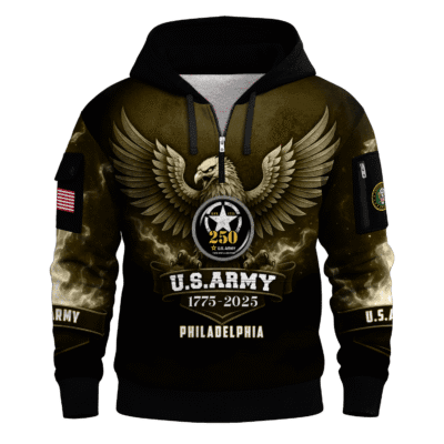 US ARMY 250th Years Of Service All-over Quater Zip Hoodie