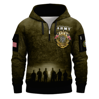 US ARMY 250th Years Of Service All-over Quater Zip Hoodie