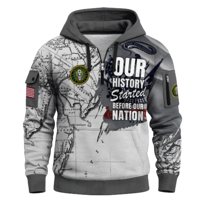 US ARMY 250th Years Of Service All-over Quater Zip Hoodie