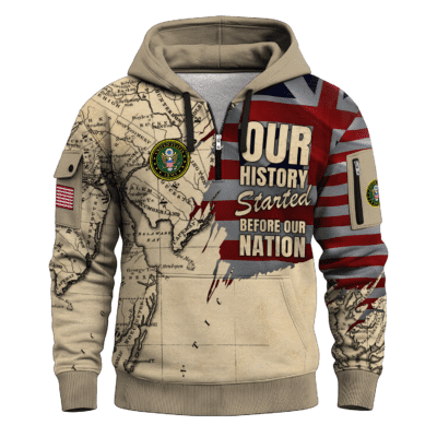 US ARMY 250th Years Of Service All-over Quater Zip Hoodie