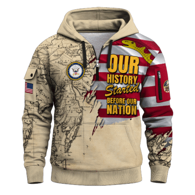 US NAVY 250th Years Of Service All-over Quater Zip Hoodie