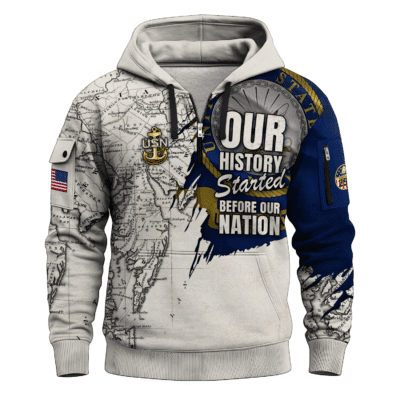 US NAVY 250th Years Of Service All-over Quater Zip Hoodie