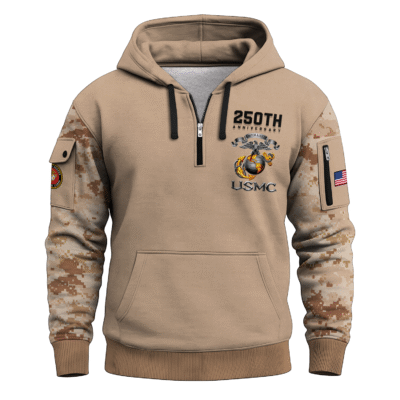 US MARINE 250th Years Of Service All-over Quater Zip Hoodie