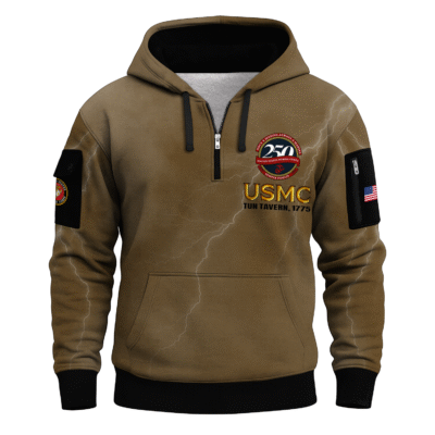 US MARINE 250th Years Of Service All-over Quater Zip Hoodie