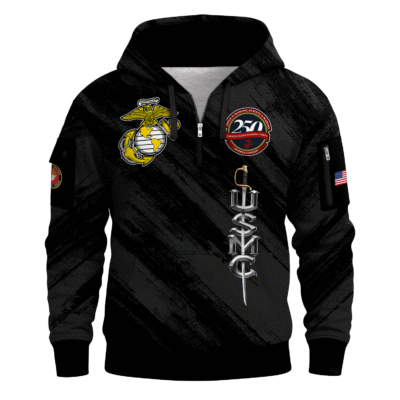 US MARINE 250th Years Of Service All-over Quater Zip Hoodie
