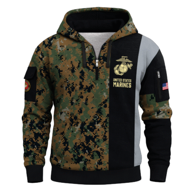 US MARINE 250th Years Of Service All-over Quater Zip Hoodie