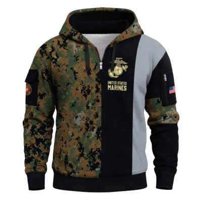 US MARINE 250th Years Of Service All-over Quater Zip Hoodie