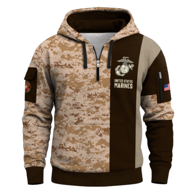 US MARINE 250th Years Of Service All-over Quater Zip Hoodie