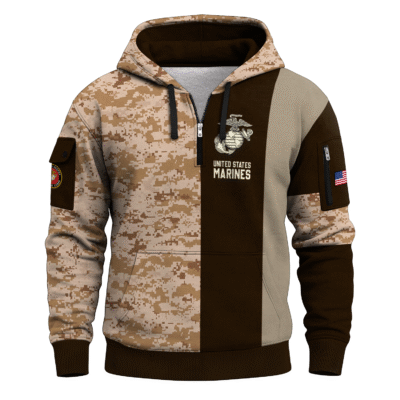 US MARINE 250th Years Of Service All-over Quater Zip Hoodie