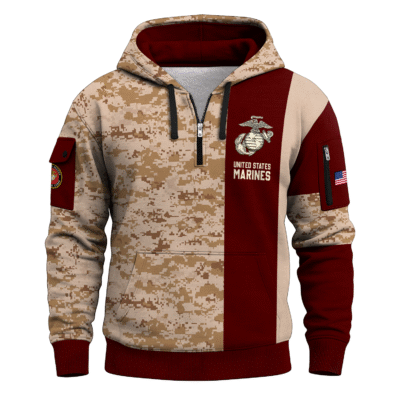 US MARINE 250th Years Of Service All-over Quater Zip Hoodie