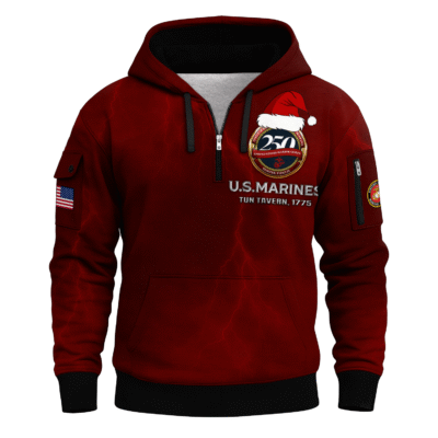 US MARINE 250th Years Of Service All-over Quater Zip Hoodie