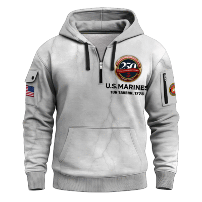 US MARINE 250th Years Of Service All-over Quater Zip Hoodie