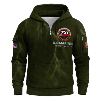 US MARINE 250th Years Of Service All-over Quater Zip Hoodie