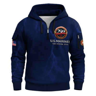 US MARINE 250th Years Of Service All-over Quater Zip Hoodie