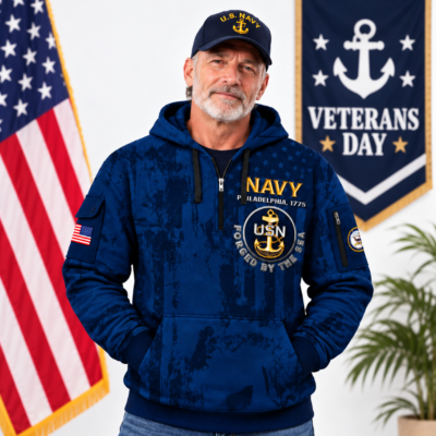 US NAVY 250th Years Of Service Quarter Zip Hoodie