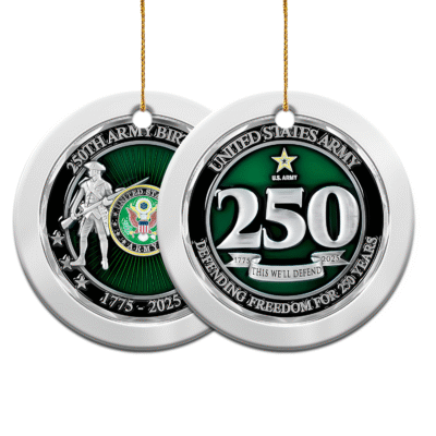 US ARMY  250th Years Of Service Ceramic Ornament