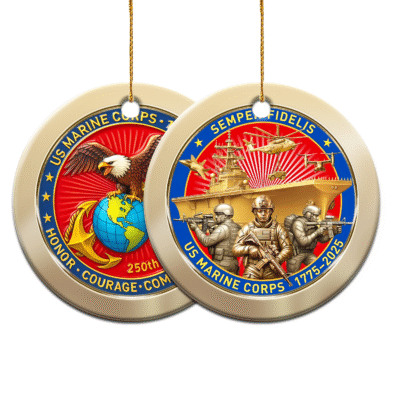US MARINES  250th Years Of Service Ceramic Ornament