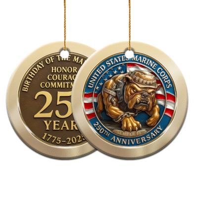 US MARINES  250th Years Of Service Ceramic Ornament