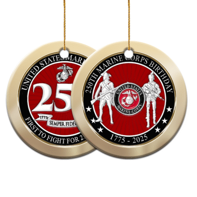 US MARINES  250th Years Of Service Ceramic Ornament