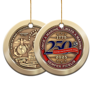 US MARINES  250th Years Of Service Ceramic Ornament