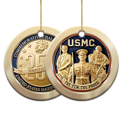US MARINES  250th Years Of Service Ceramic Ornament