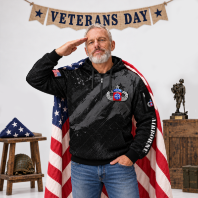 US Army Airborne Senior Jump Wings Quarter Zip Hoodie