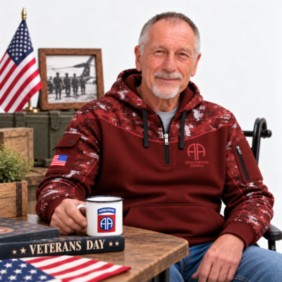 US Army 82nd Airborne Quarter Zip Hoodie