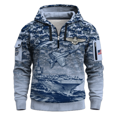 US NAVY 250th Years Of Service All-over Quater Zip Hoodie