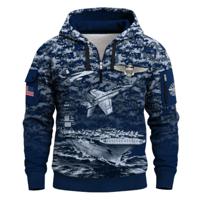US Navy Naval Aviation 250th Years All-over Quater Zip Hoodie of Service